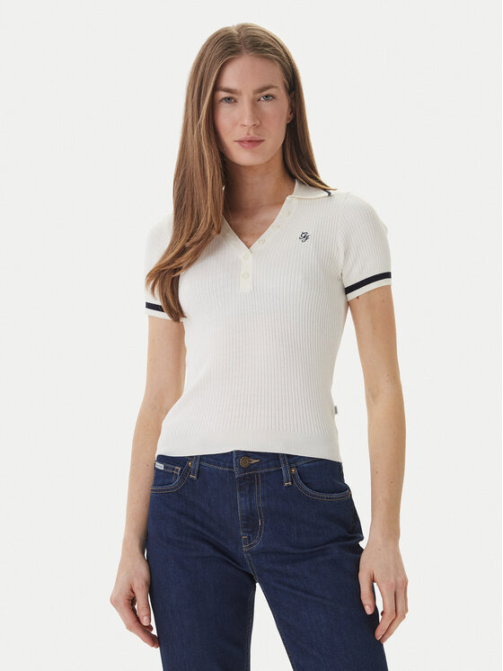Guess Jeans Tricou polo W6GRZ1 Z3P32 Crem Slim Fit