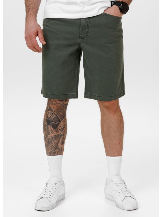 PITBULL PITBULL Szorty materiałowe AUTOMATIC Zielony Regular Fit