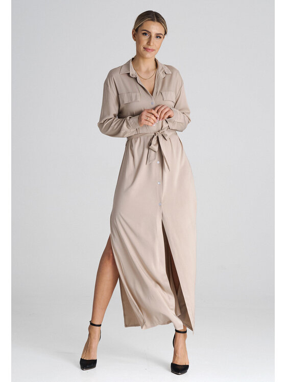 FIGL FIGL Vestito da giorno M1000 Beige Regular Fit