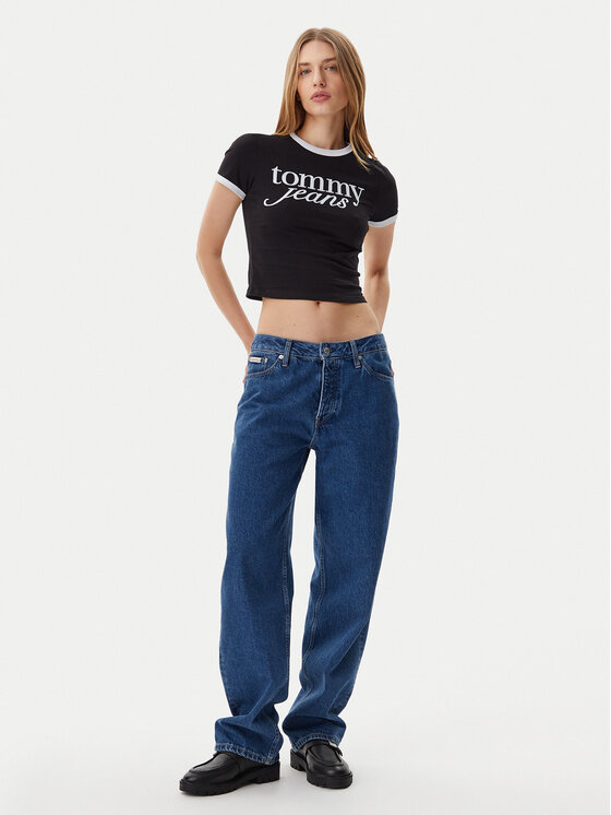 Tommy Jeans Tommy Jeans Tričko Script Ringer DW0DW20631 Čierna Slim Fit
