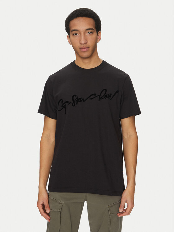 G-Star Raw G-Star Raw Tricou Floock G-Script D25148-C784 Negru Regular Fit