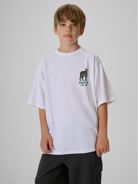 4F 4F T-Shirt 4FJKAW26TTSHM4457-10S Biały Regular Fit