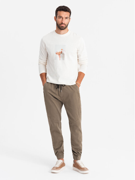 Ombre Ombre Sweter OM-PAJO-0202 Brązowy Regular Fit
