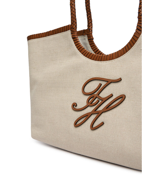 Tommy Hilfiger Tommy Hilfiger Táska Th Elev Summ Maxi Tote Canvas AW0AW18629 Bézs