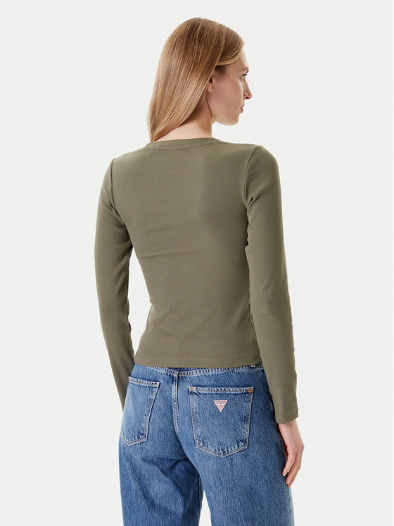 Guess Jeans Guess Jeans Bluzka W5YP38 KA0H1 Khaki Slim Fit