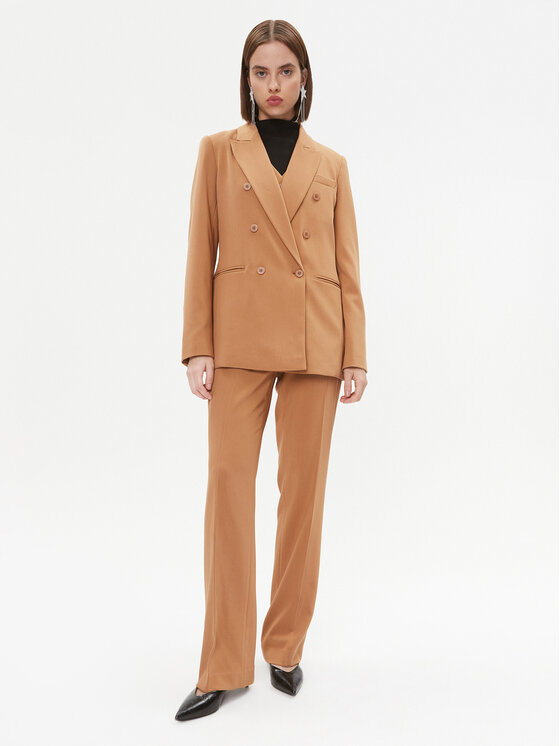 DKNY DKNY Hlače iz tkanine UG3PX097 Rjava Regular Fit