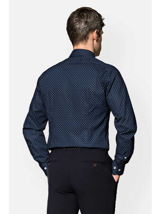 Lancerto Lancerto Koszula Nicola KO073122000033 Granatowy Slim Fit