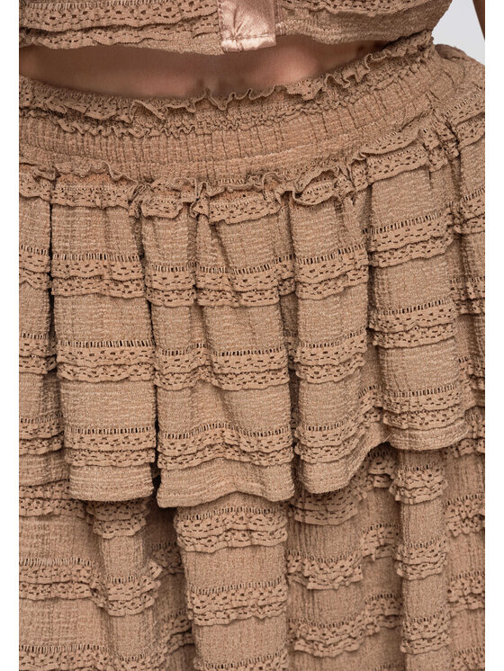 Ombre Ombre Spódnica mini OW-GL-E0014 Beżowy Slim Fit