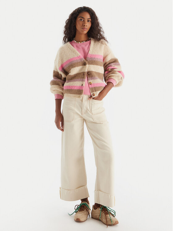 Roxy Roxy Strickjacke Marble Tiles Stripe ERJSW03669 Beige Regular Fit