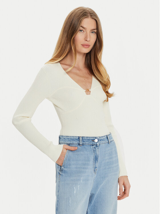 TWINSET TWINSET Džemper 242TP3132 Écru Slim Fit