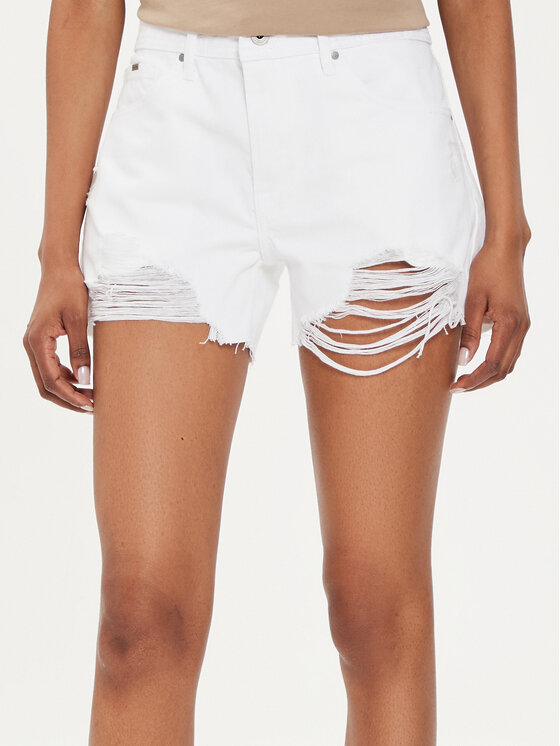 pepe jeans short en jean relaxed short mw pl801110tb9 blanc relaxed fit
