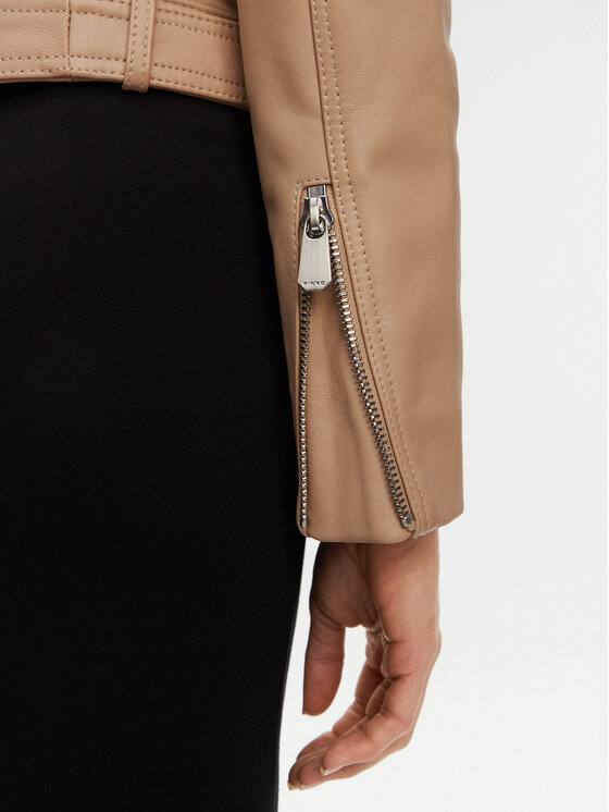PINKO PINKO Kožená bunda 103897 A21L Béžová Regular Fit