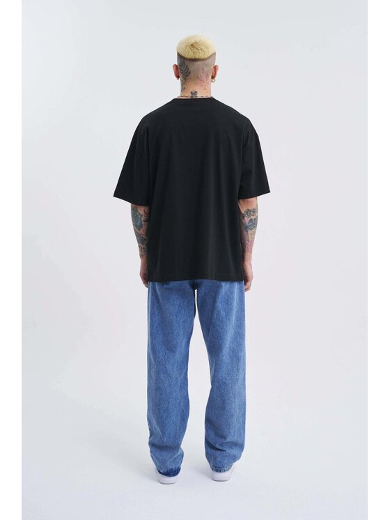 MyStars MyStars T-Shirt Koszulka Z Krótkim Rękawem Oversize Męska Czarna Machinist Dangerous M Czarny Oversize