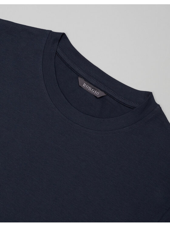 Borgio Borgio T-Shirt covo Granatowy Slim Fit