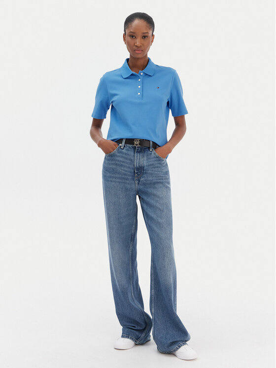 Tommy Hilfiger Tommy Hilfiger Тениска с яка и копчета 1985 WW0WW43224 Син Regular Fit