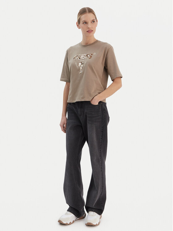 Guess Guess T-Shirt V4YI06 I3Z14 Μπεζ Regular Fit