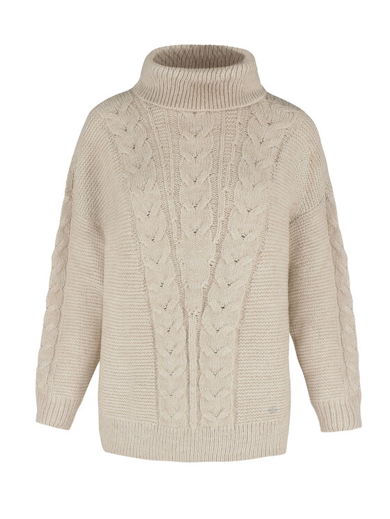 Volcano Volcano Sweter S-ESSIE Beżowy Regular Fit