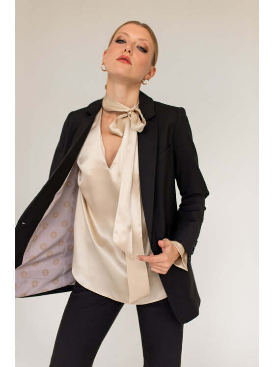 Entelier Entelier Marynarka luźna Czarny Comfortable Fit