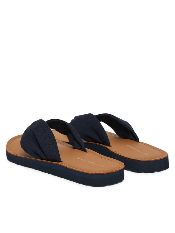 Tommy Hilfiger Tommy Hilfiger Šlepetės per pirštą Th Ltr Footbed Summer Sandal FW0FW09194 Tamsiai mėlyna