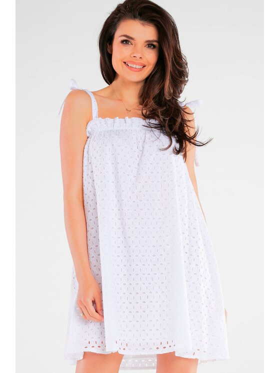 Awama Awama Sukienka letnia A434 Biały Basic Fit