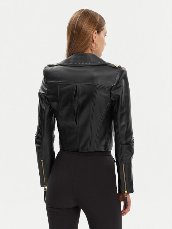 Elisabetta Franchi Elisabetta Franchi Kožená bunda GD-47Z-51E2-V1200 Černá Regular Fit