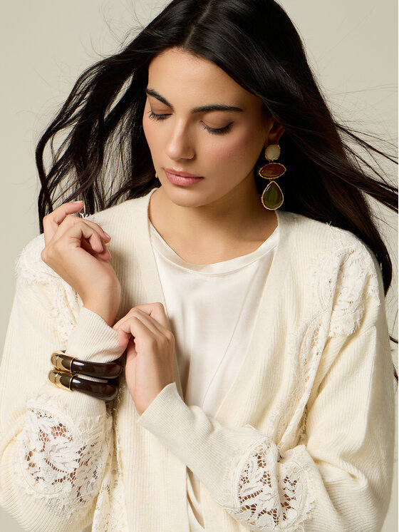 Oltre Oltre Kardigan M521J005775N011 Biały Regular Fit
