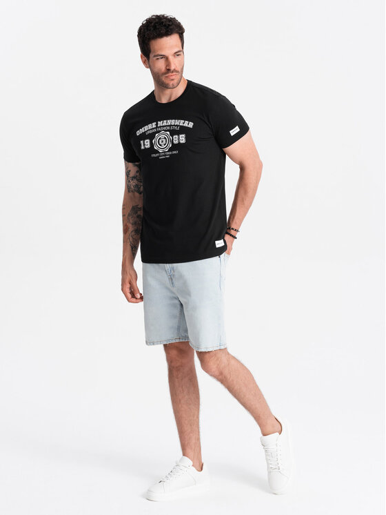 Ombre Ombre T-Shirt OM-TSPT-0137 Černá Regular Fit