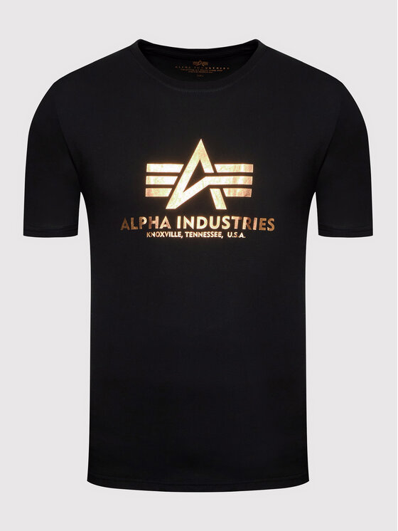 Alpha Industries Alpha Industries Tričko Basic Foll Print 100501FP Čierna Regular Fit