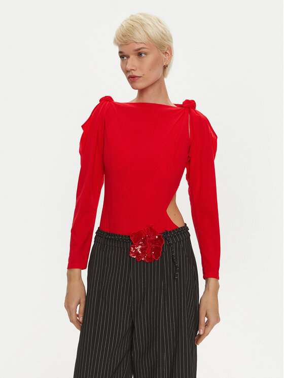 ROTATE ROTATE Bodi Linno 1137473017 Punane Slim Fit