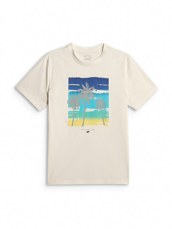 4F 4F T-Shirt CATCH THE WAVE Biały Regular Fit