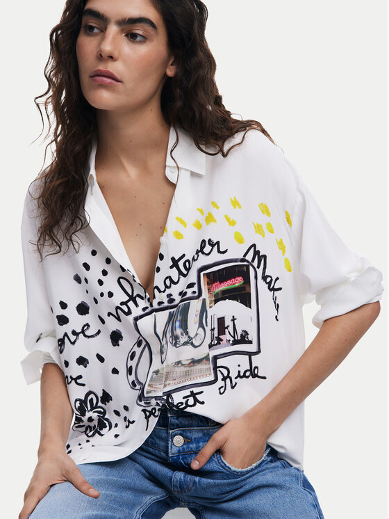 Desigual Desigual Ing Persefone 25SWCW41 Fehér Loose Fit