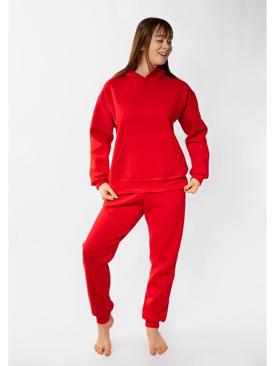 Komplet bluza i spodnie materiałowe DKaren Sport, Rozmiar S, Czerwony, Randi