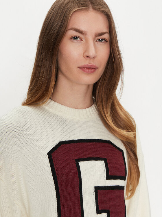 Guess Jeans Guess Jeans Пуловер W4BR11 Z3HN2 Бял Regular Fit