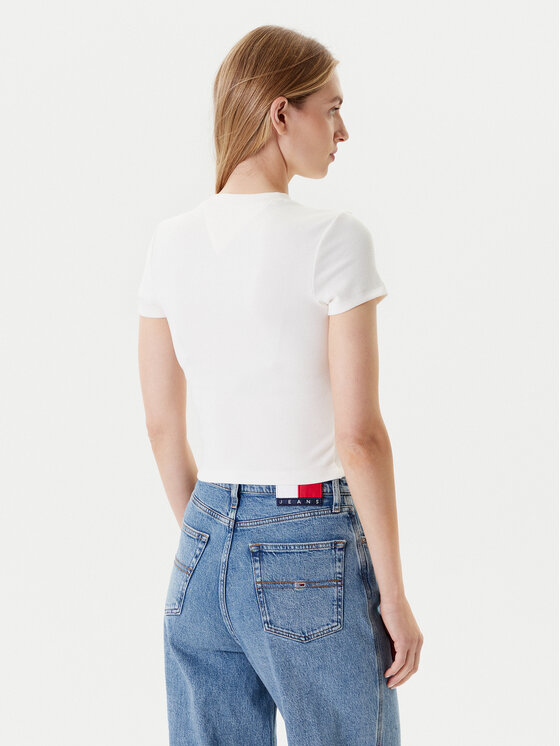 Tommy Jeans Tommy Jeans Tričko Script DW0DW20910 Écru Slim Fit