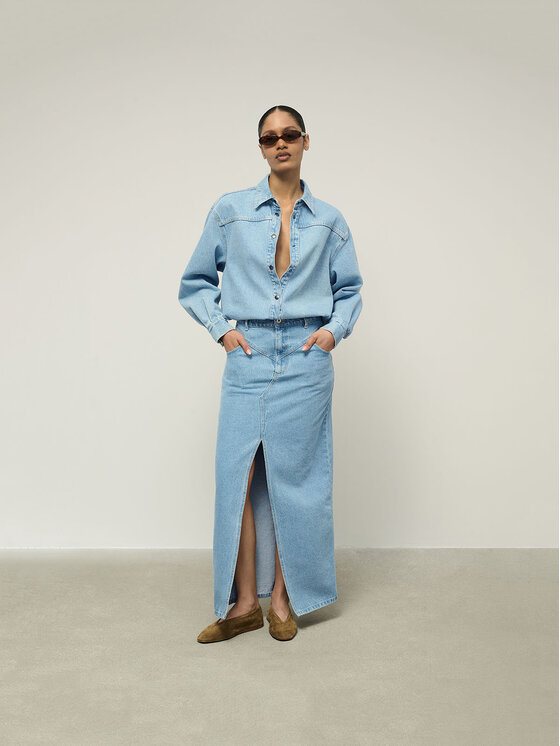 La Mania La Mania Gonna di jeans MAXI 2 Blu Classic Fit
