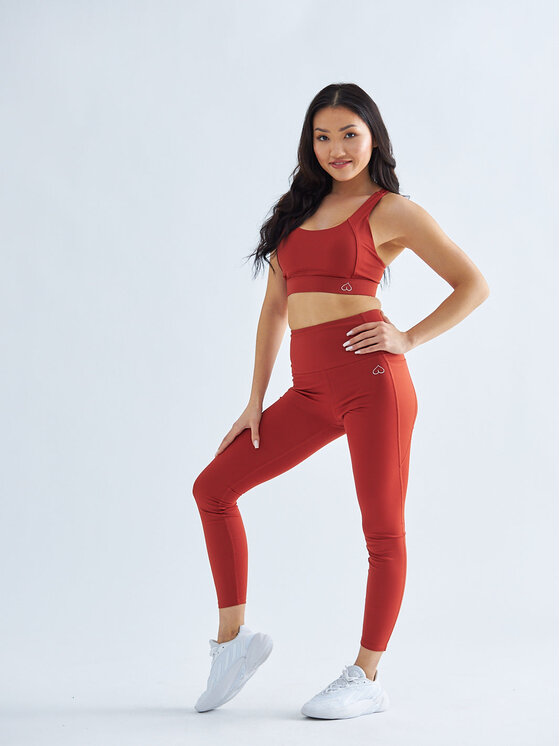 BeShaped BeShaped Legginsy z Kieszeniami Flex Appeal Czerwony