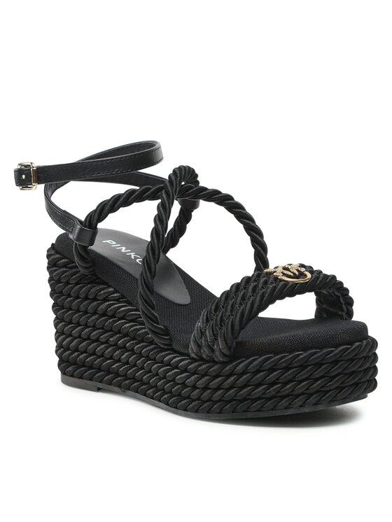 Pinko Sandale Brigitte Wedge Corda Intrecciata PE 23 BLKG1 100869 A0R3 Negru 100869 imagine noua