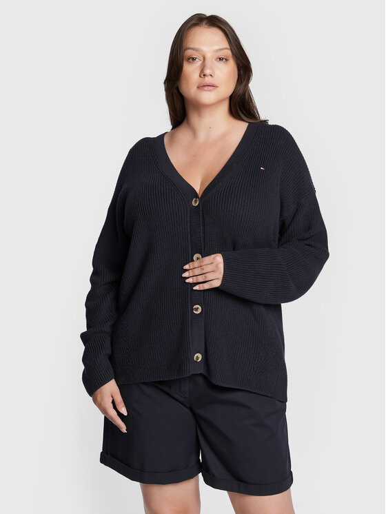 Cardigan Hayana WW0WW34331 Blu scuro Relaxed Fit