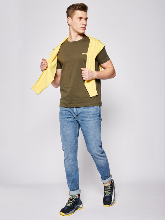 Boss Boss Marškinėliai Tee Curved 50412363 Žalia Regular Fit