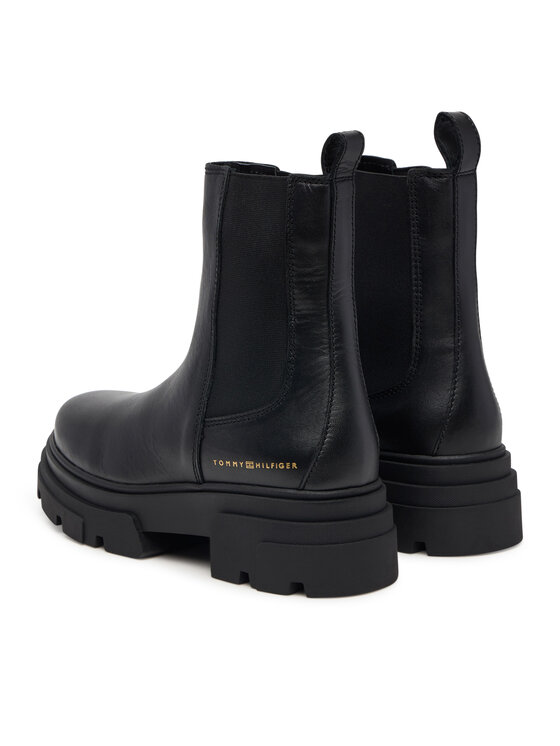 Tommy Hilfiger Tommy Hilfiger Klassische Stiefeletten Leather Chunky Chelsea Boot FW0FW09679 Schwarz