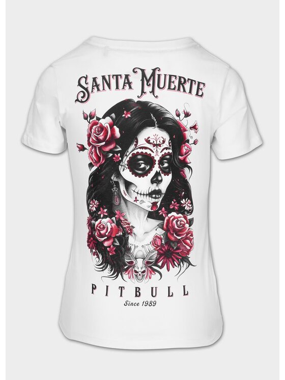 PITBULL PITBULL T-Shirt Koszulka damska SANTA MUERTE ROSE L Biały Regular Fit