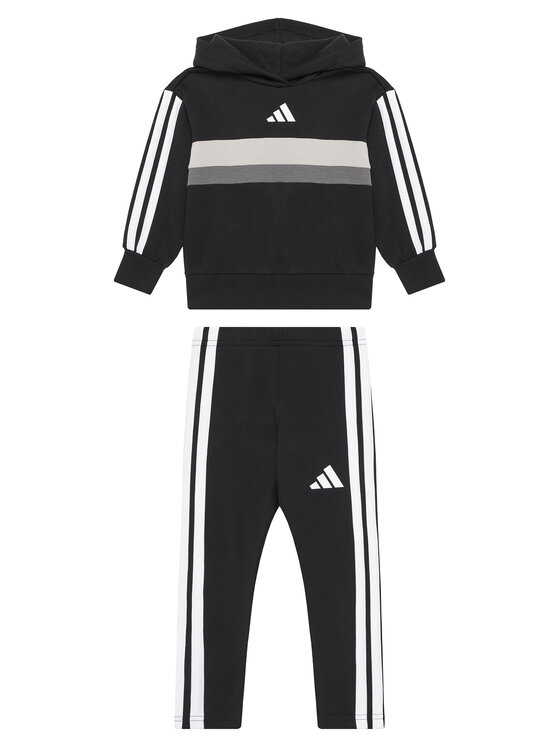 adidas Komplet bluza i legginsy Seasonal Essentials Tiberio 3-Stripes JI6218 Czarny Slim Fit