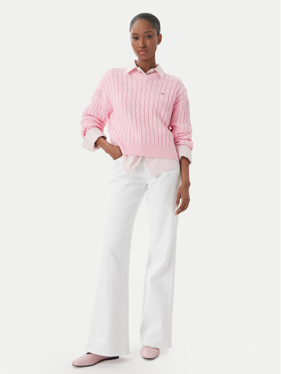 Tommy Hilfiger Tommy Hilfiger Pulover WW0WW48433 Svetlo rožnata Regular Fit