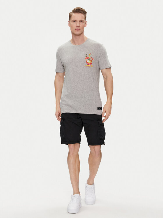 Brave Soul Brave Soul T-shirt MTS-149TAKEAWAY Siva Straight Fit