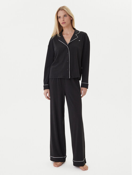 Tommy Hilfiger Tommy Hilfiger Pizsama UW0UW06142 Fekete Relaxed Fit
