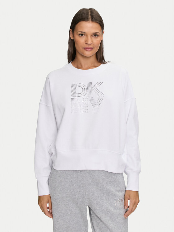 DKNY Sport Džemperis ar kapuci DP4T9968 Balts Loose Fit