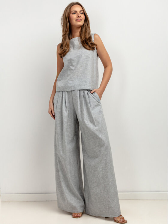 Tessita Tessita Spodnie materiałowe T432/1/XXL Szary Wide Leg