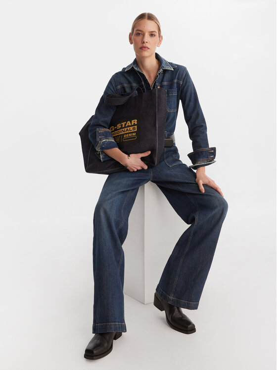 Guess Jeans Guess Jeans Salopetă W5BD97 D0026 Bleumarin Wide Leg