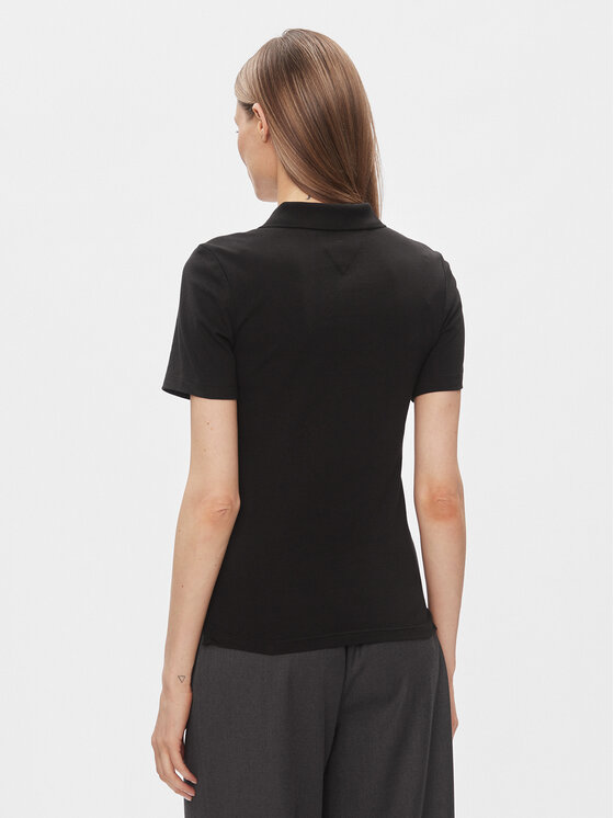 Tommy Hilfiger Tommy Hilfiger Тениска с яка и копчета 1985 WW0WW42047 Черен Slim Fit