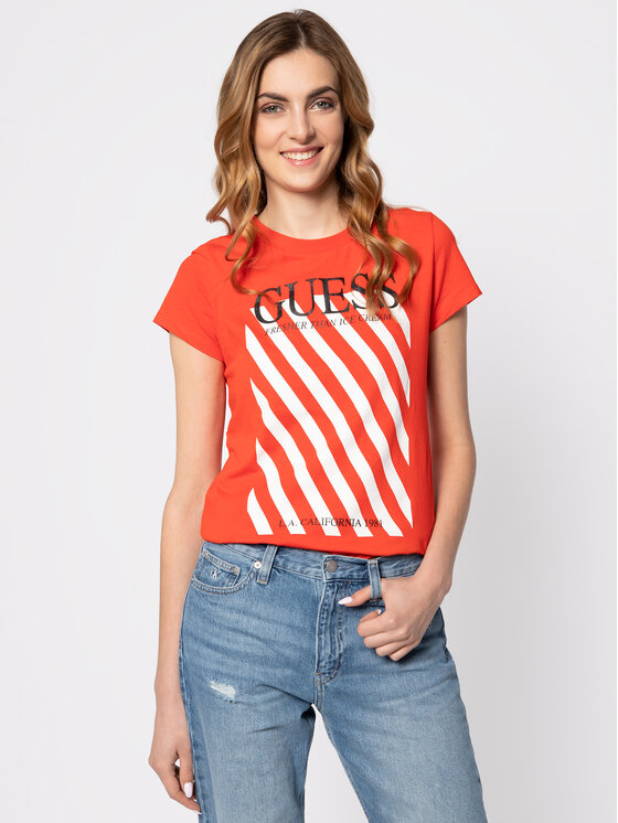 Guess Guess T-krekls Creamy Tee W0GI57 JA900 Sarkans Regular Fit